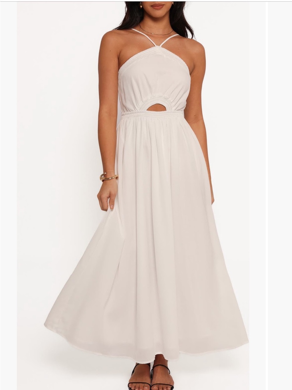 Petal & Pup White Maxi Dress with Halter Details